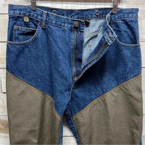 Guide Gear Jeans Mens 38x30 Blue Tan Canvas Brush Guard Upland Field Hunting - Picture 3 of 8